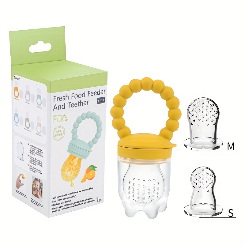 Baby Fruit Food Feeder PacifierTeether Toys Set - Silicone Fresh Food Feeder  Teether with 3 mesh Silicone Bags and Teething Toys All in One Infant  Teether Toys