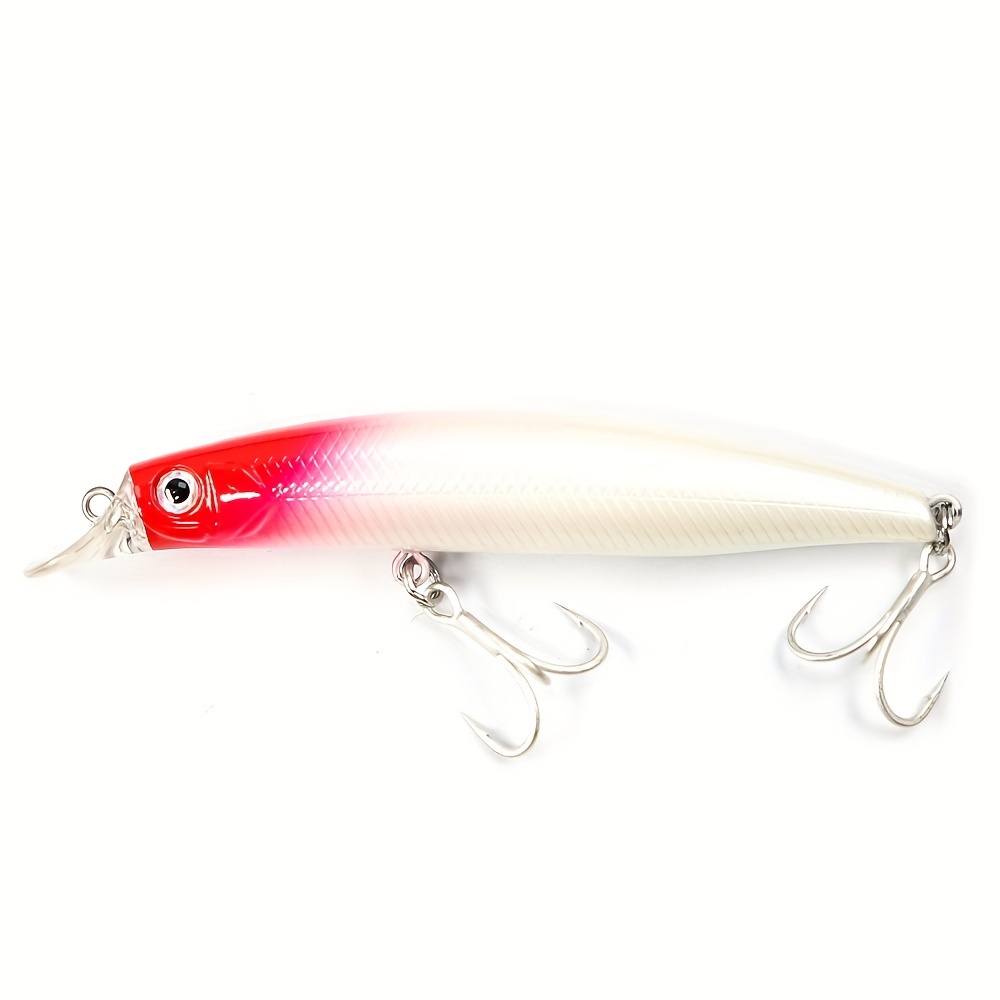 Slow Sinking Minnow Lure Bass Tuna Hard Bait Treble Hook