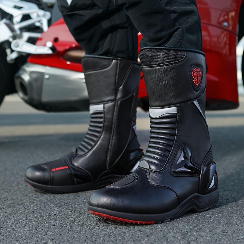Grapelet Chaussures Moto Homme,Botte Moto Hommes Respirantes,Chaussures de  Motocross décontractées avec cuir renforcé,bracelets de  cheville,antidérapantes,fermeture à glissière latérale(Noir,40EU) :  : Auto et Moto