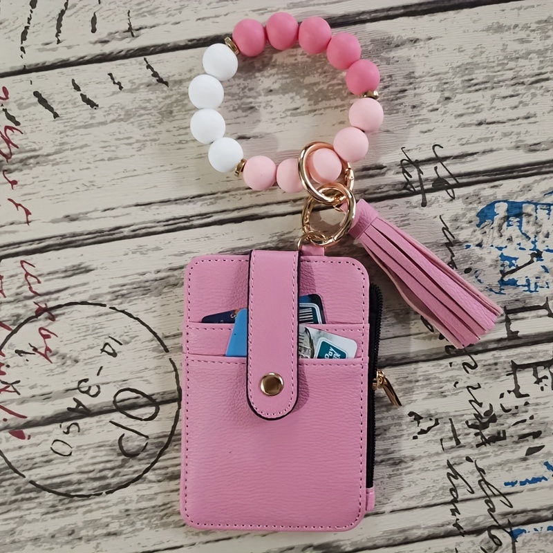 Keychain Wallet, Wristlet Car Keychain Bracelet Wallet, Women Cute