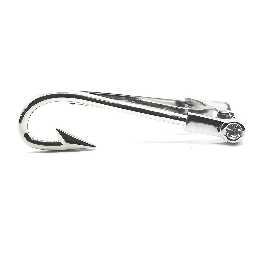 Silvery Fish Hook Shaped Tie Clip Hunter Tie Clip Men's Business Tie Pins,Money Clip for Men,Temu