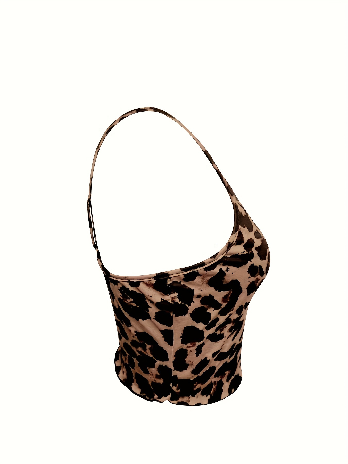 Tan Leopard Cami Top - Printed Top - Cowl Neck Top
