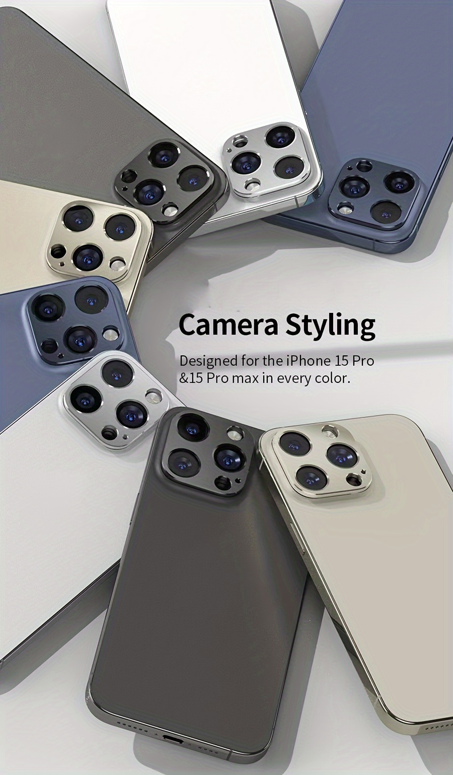 Funda para iPhone 15 Pro Max con protector de lente de cámara integrado  [diseño único de textura de diamante] [magnético superfuerte] Funda delgada