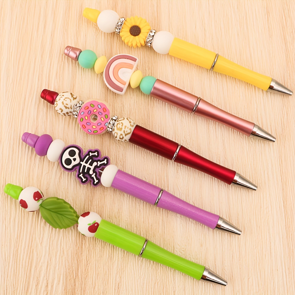 80pcs Bead Ballpoint Pen Beadable Pen DIY Beads Student Stationery Gift Pen  School Office Supplies Stationery Pens Teacher Gift