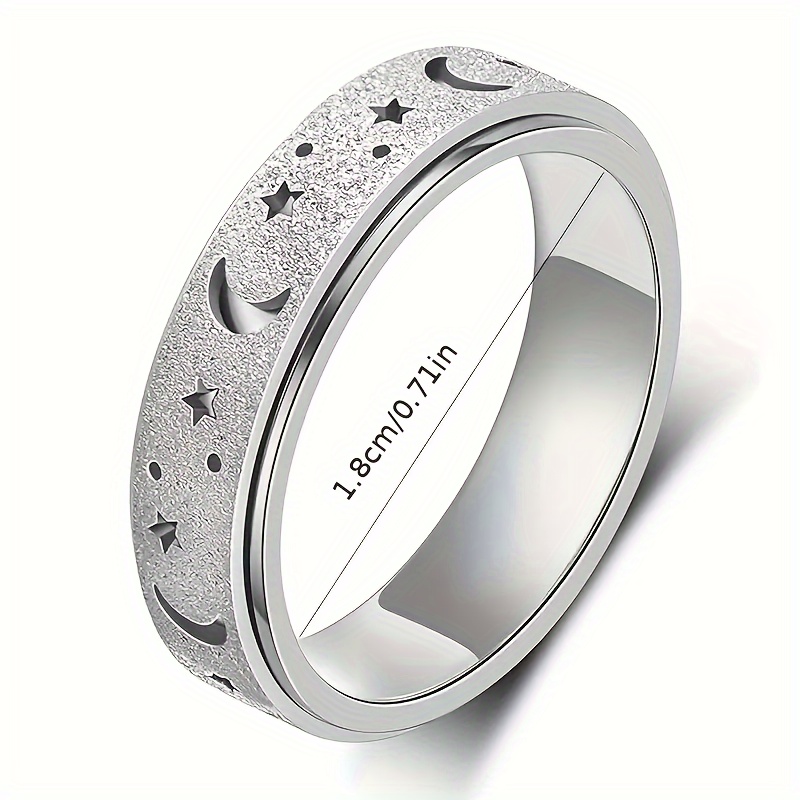 Anxiety Fidget Ring with Rotatable Moon and Star Design