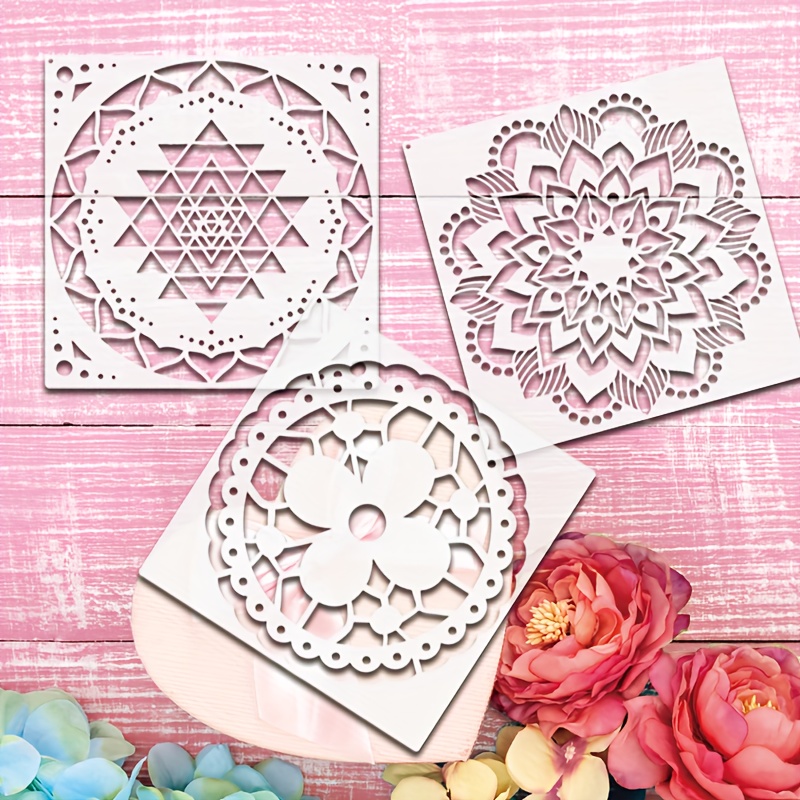 1pc Mandala Stencils For Painting, 30.48 Cm Reusable Floral Design Stencil  Mandala Painting Templates Mandala Drawing Craft Stencil For DIY Wall