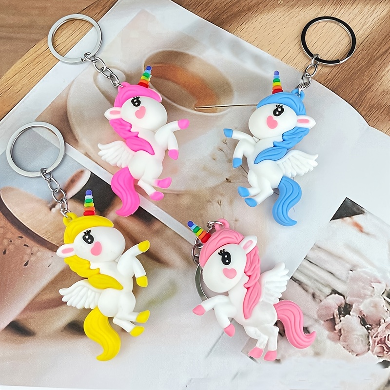 Unicorn & Pom Pom Charm Keychain