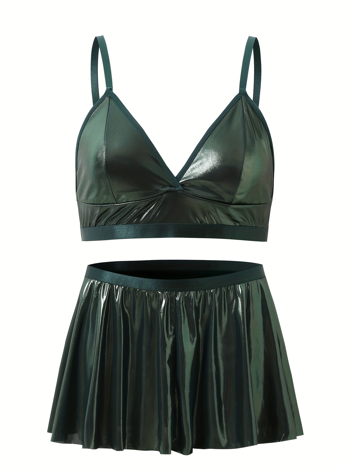 Pigment green faux-leather bralette