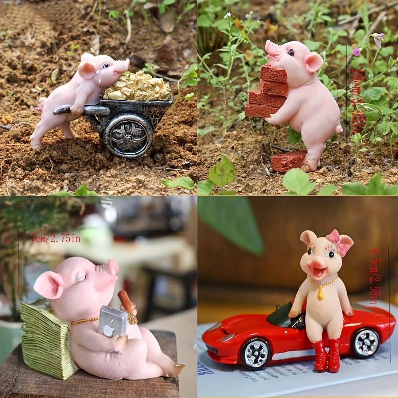 1pc Super Süße Cartoon-Schwein Auto-Ornament Kreative Harz Micro Landschaft  Schwein Figur Dekoration - Temu Germany