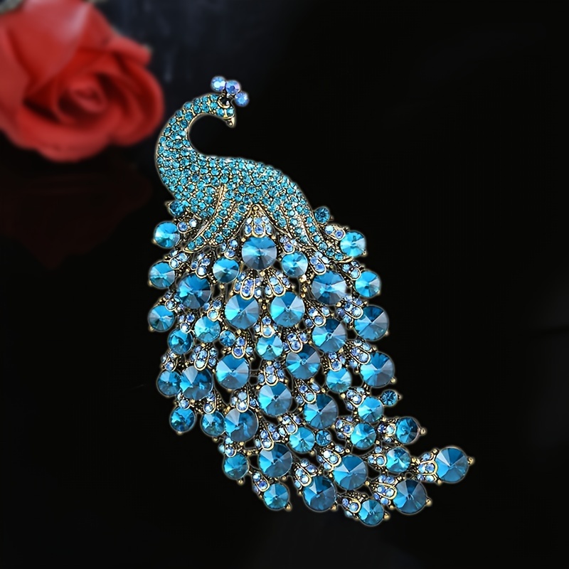 Peacock Rhinestone Brooch Pin for Women