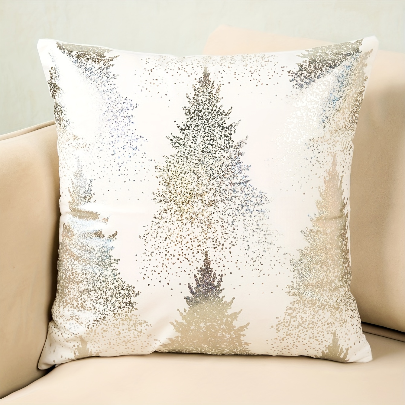 4pcs/set Christmas Pillow Covers 17.7inch*17.7inch, Christmas Deer Forest  Snowflake Bear Blue Christmas Pillow Covers For Sofa Bed Car Decor Winter  Holiday Farmhouse Decoration, Outdoor/indoor Use, Pillow Inserts Not  Included