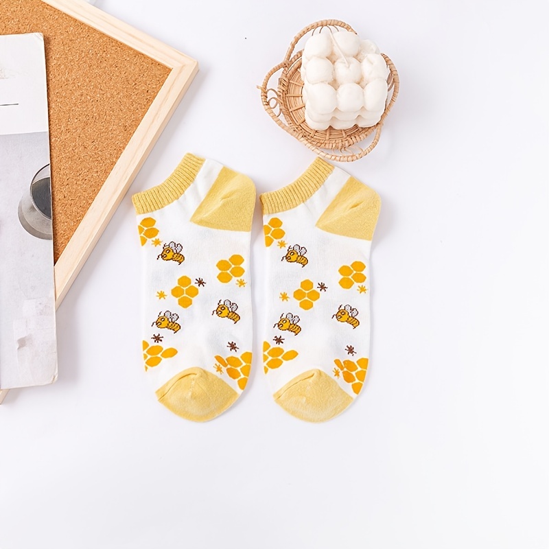 4 pares de calcetines cortos con estampado floral, cómodos y transpirables,  estilo corte bajo, calcetines tobilleros, medias y calcetería para mujer -  Temu