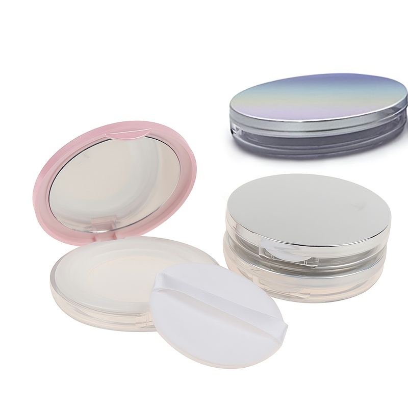 Velvet Powder Compact Container with Puff and Mirror
