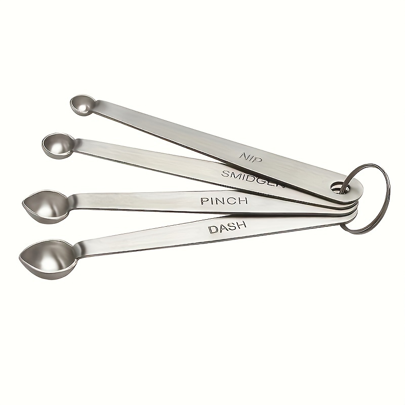 Small Measuring Spoons Stainless Steel Dash Pinch Smidgen Nip Metal Set of  4