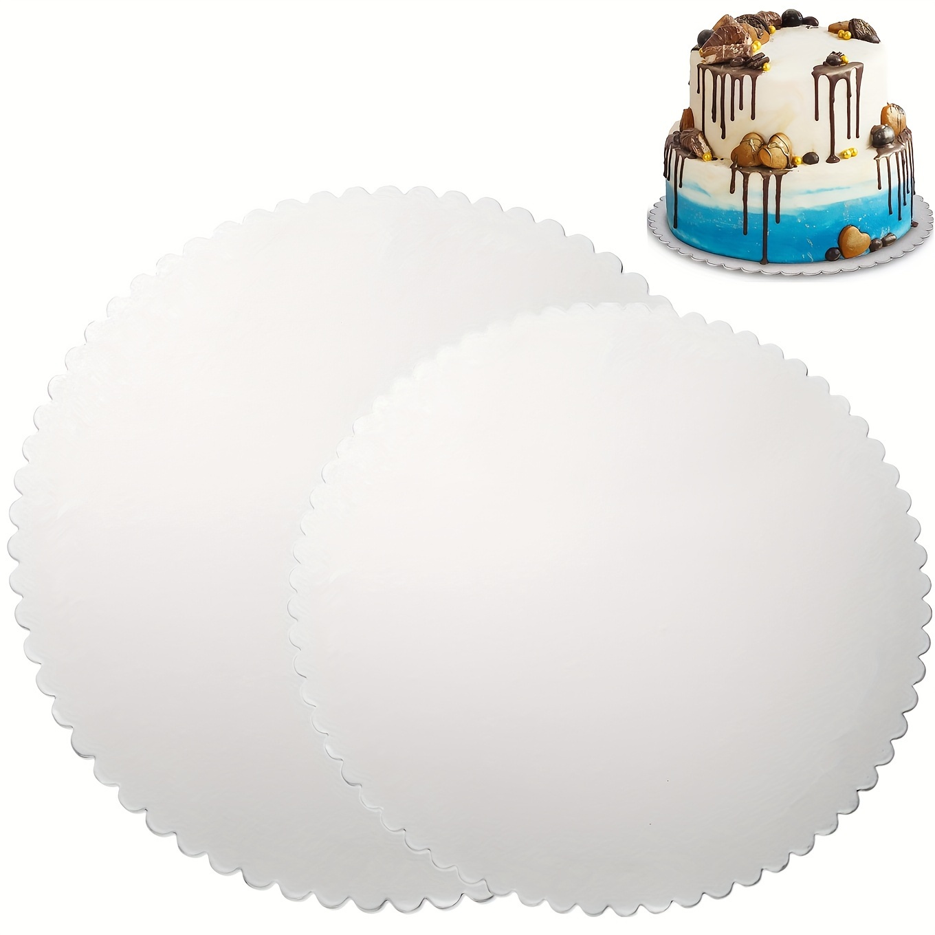 Large Silver Cake Boards Round & Square 10 Extra Strong Base Wedding Party  25cm