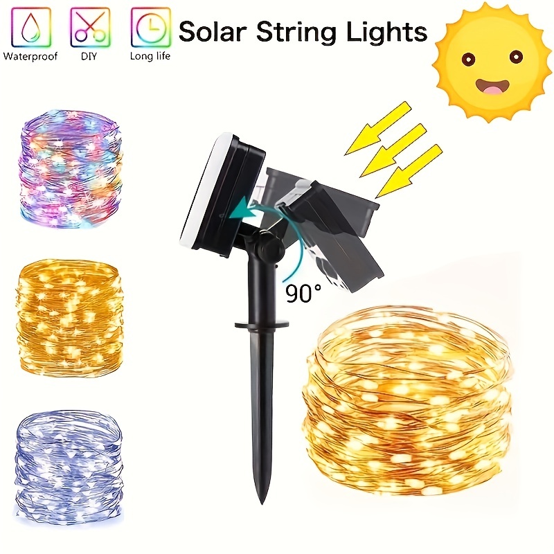 Solar Fairy Light String 8 Lighting Modes Waterproof Copper Wire String