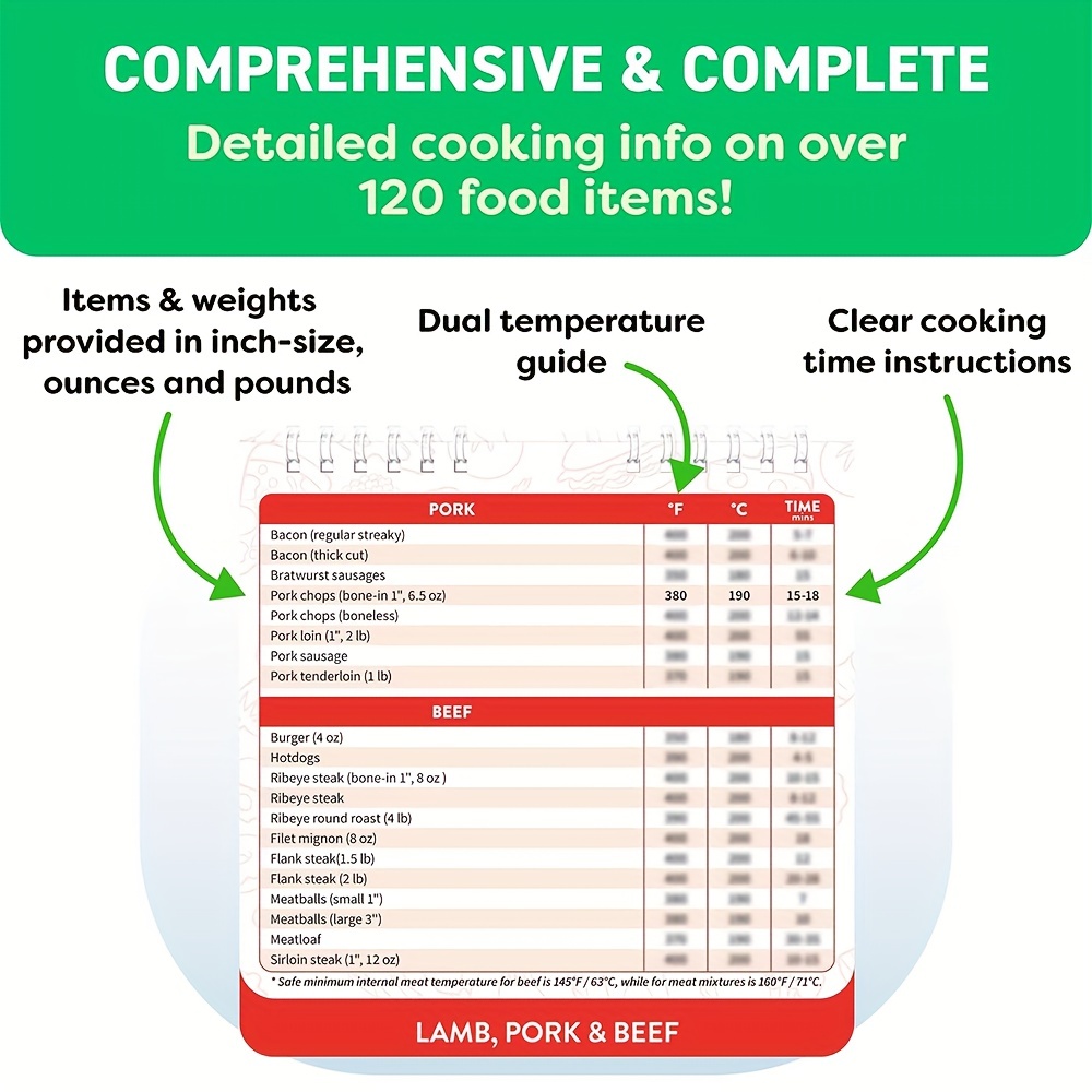 Air Fryer Accessories Cooking Time,Air Fryer Magnetic Cheat Sheet