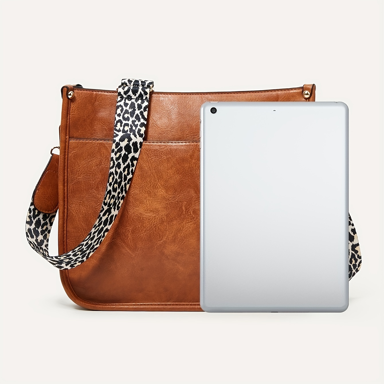 Leopard Print Straps Crossbody Bag Solid Color Bag - Temu