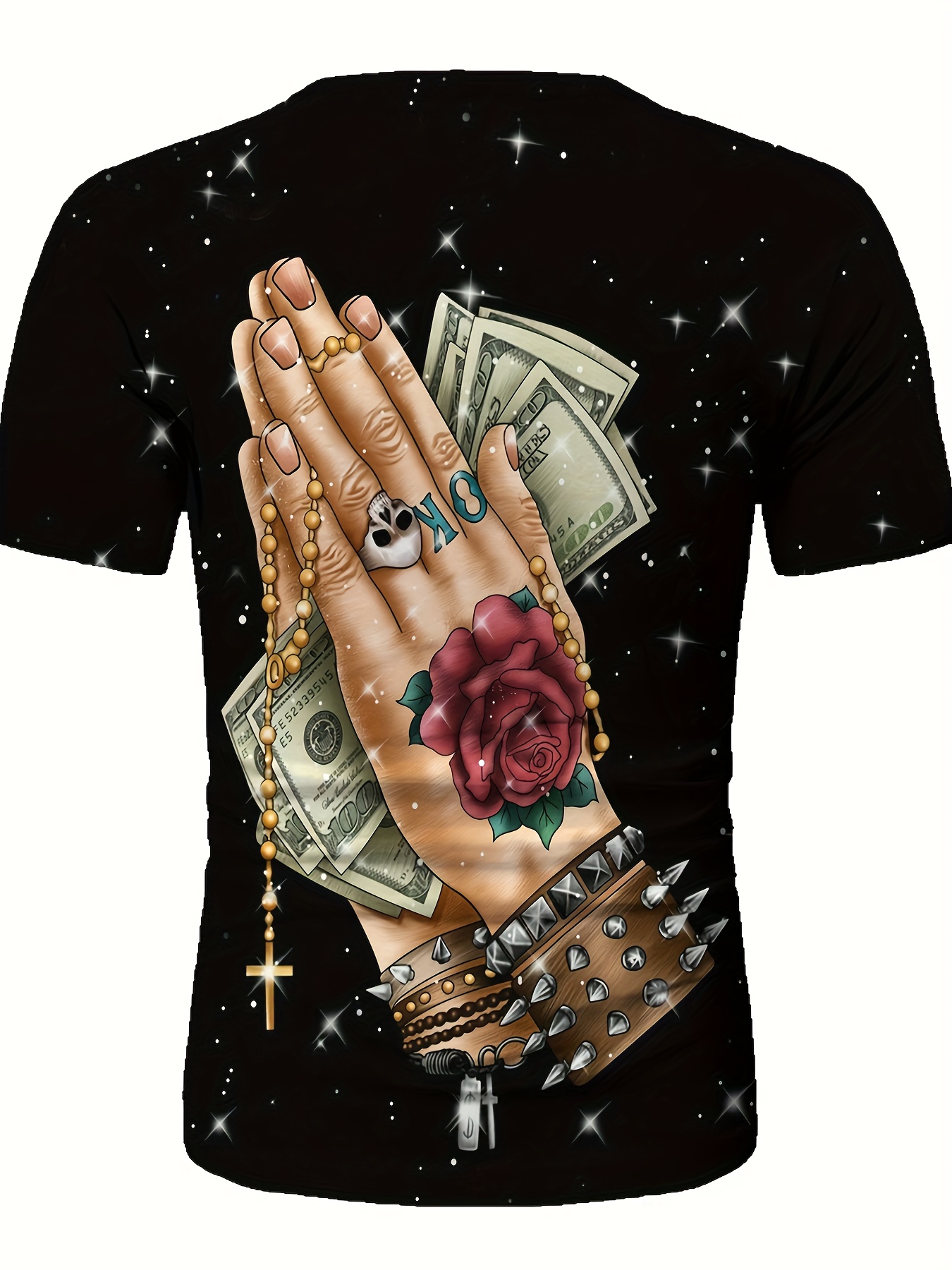 Praying Hand & Money 3d デジタルパターンプリントメンズグラフィック