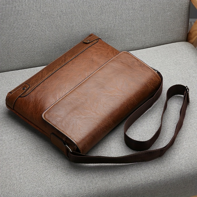 

Waterproof Pu Leather Messenger Bag With Polyester , Vintage Satchel With Adjustable Shoulder Strap, Hand Washable, Color