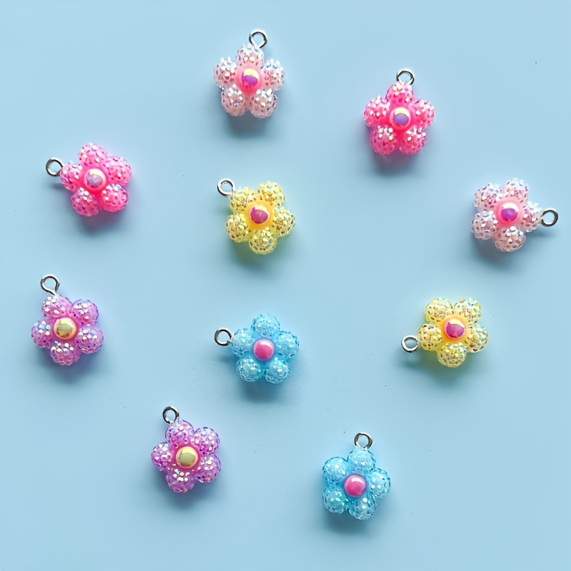 Small Sequin Flowers Resin Charms Colorful Floral Resin - Temu