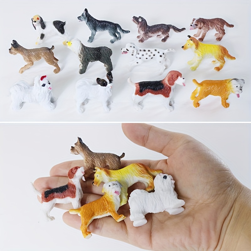 12pcs Mini Plastic Puppy Dog Figurines for Kids Small Dog