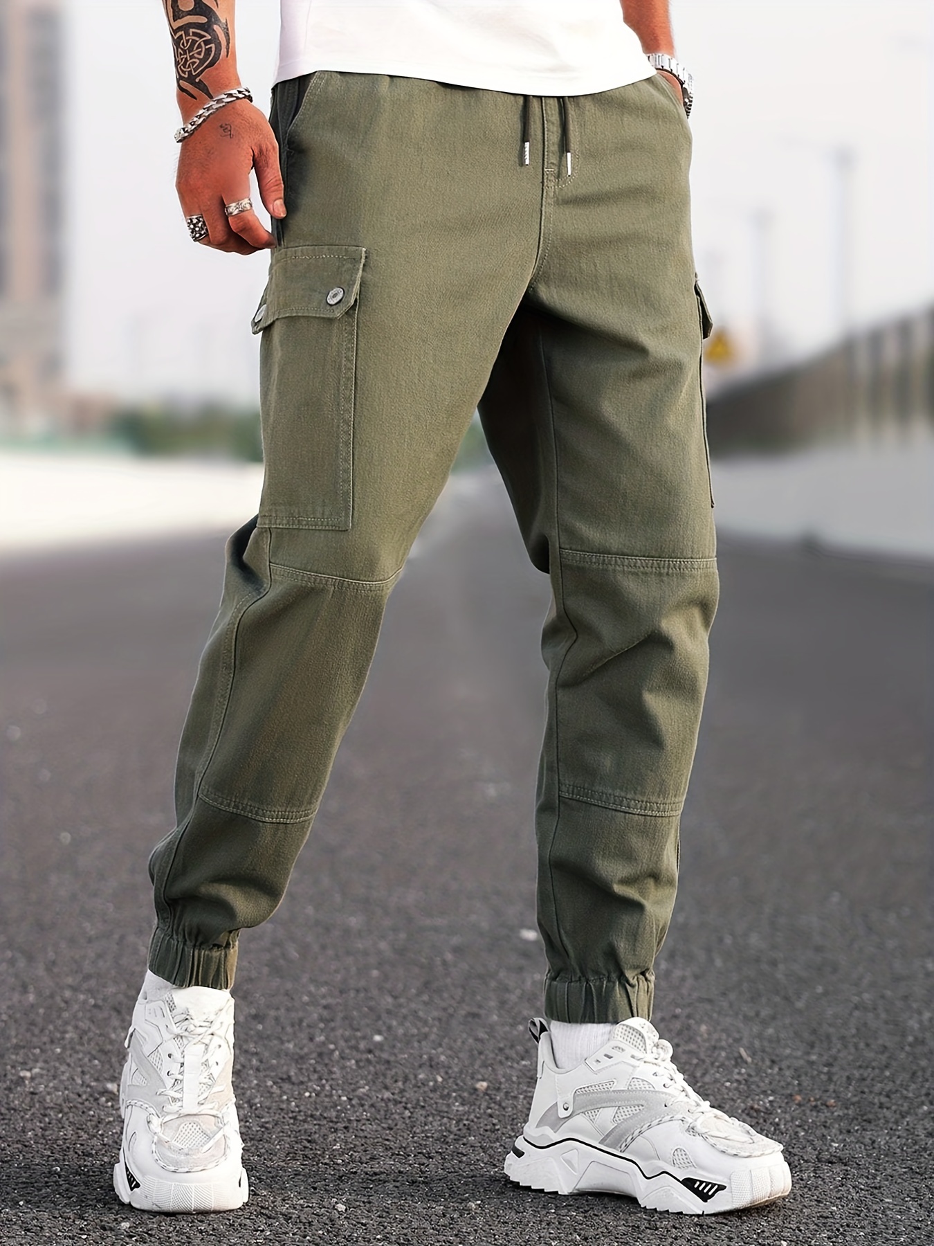 Men's Multi Pocket Cotton Cargo Jeans - Temu Canada