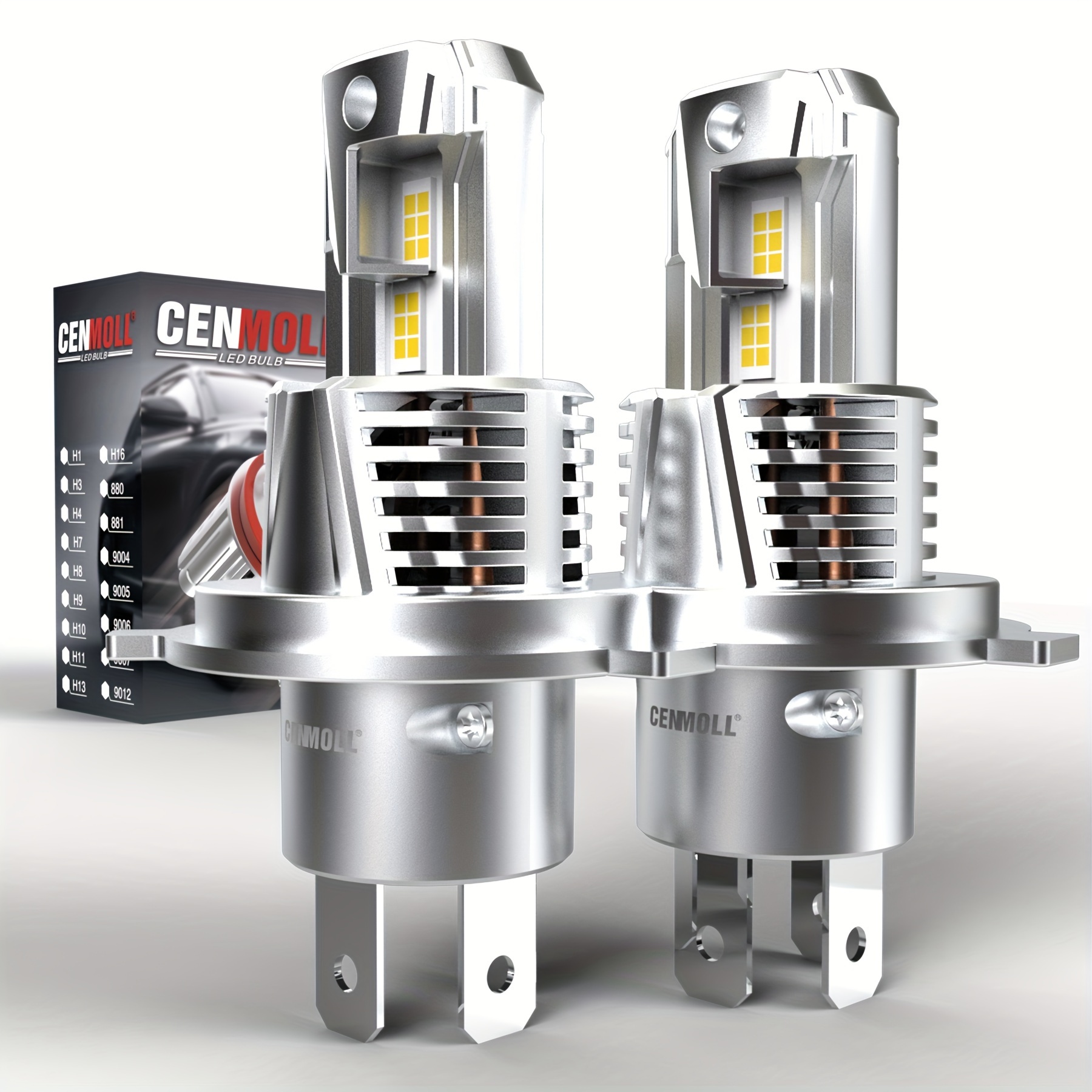 CANBUS - 2 luces LED para coche, 30000 lm, 100 W, H4, para lámpara de  coche, bombillas turbo para auto, 6000 K súper brillante blanco frío, 9005
