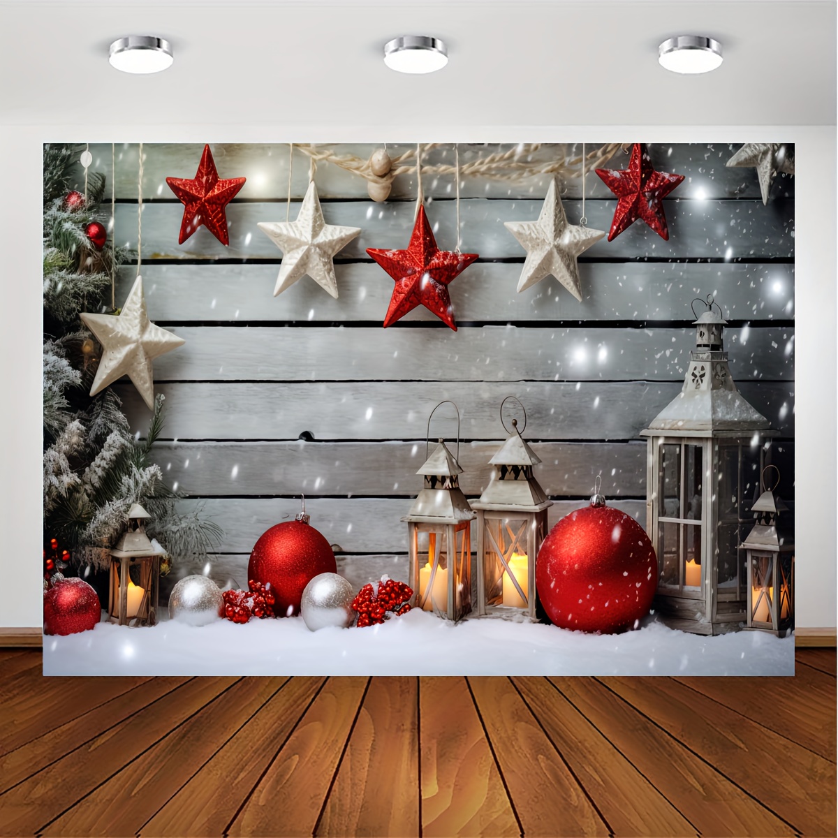 1pc, 72x43inch/96x60inch Winter Wonderland Birthday Polyester Photography  Backdrop, Christmas Snowflake Baby Shower Party Photo Background Tapestry, O