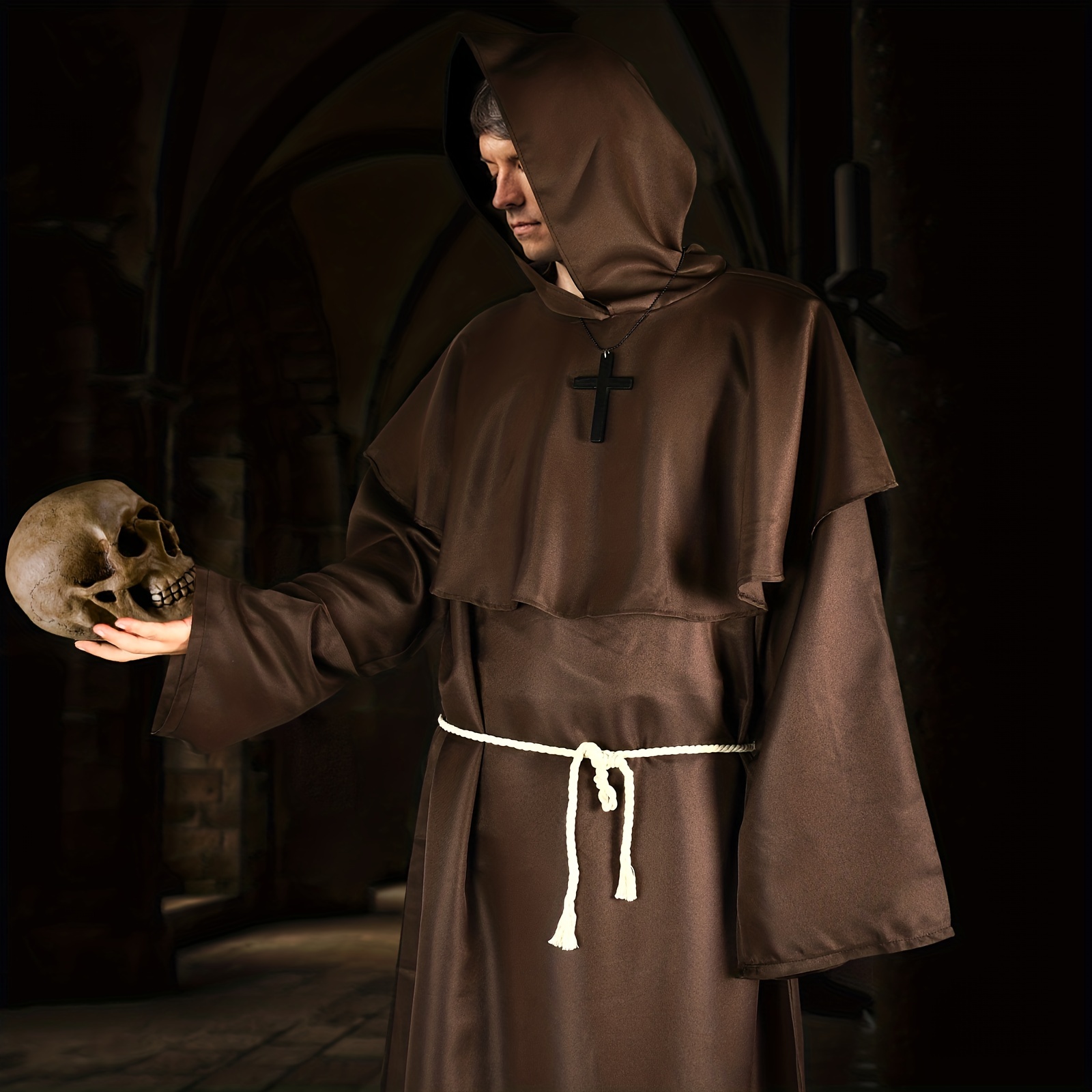 Halloween Monk Costume Pastor Robe Medieval Renaissance Robe