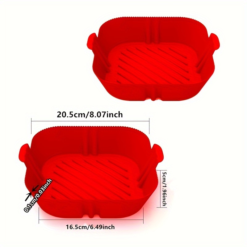 Neasyth Square Silicone Air Fryer Liners 7.5 inch for 3 to 6 QT Reusable Air  Fryer Pot Air Fryer Inserts for Oven Microwave Accessories(Red) 