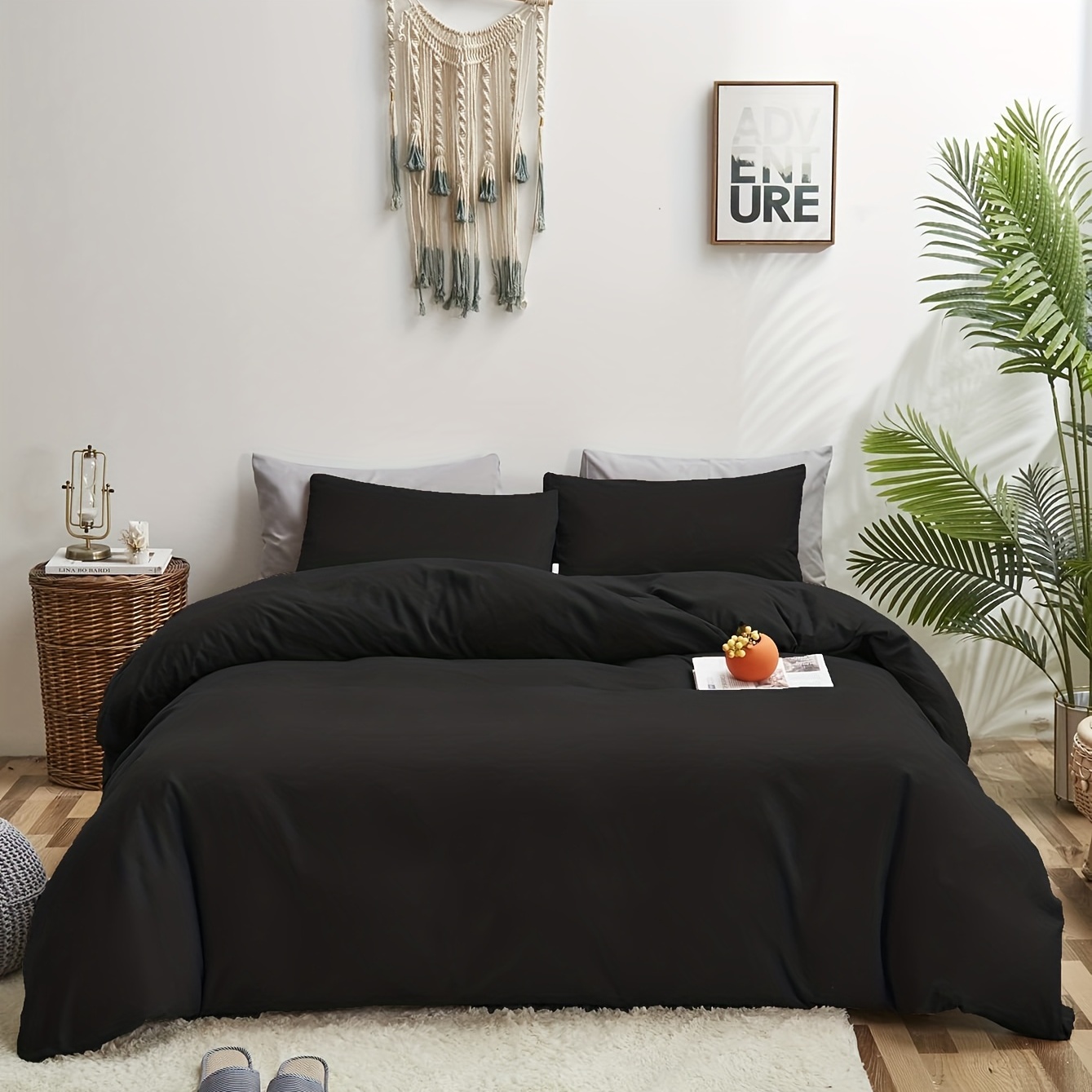 Black Bedding Set Soft - Temu