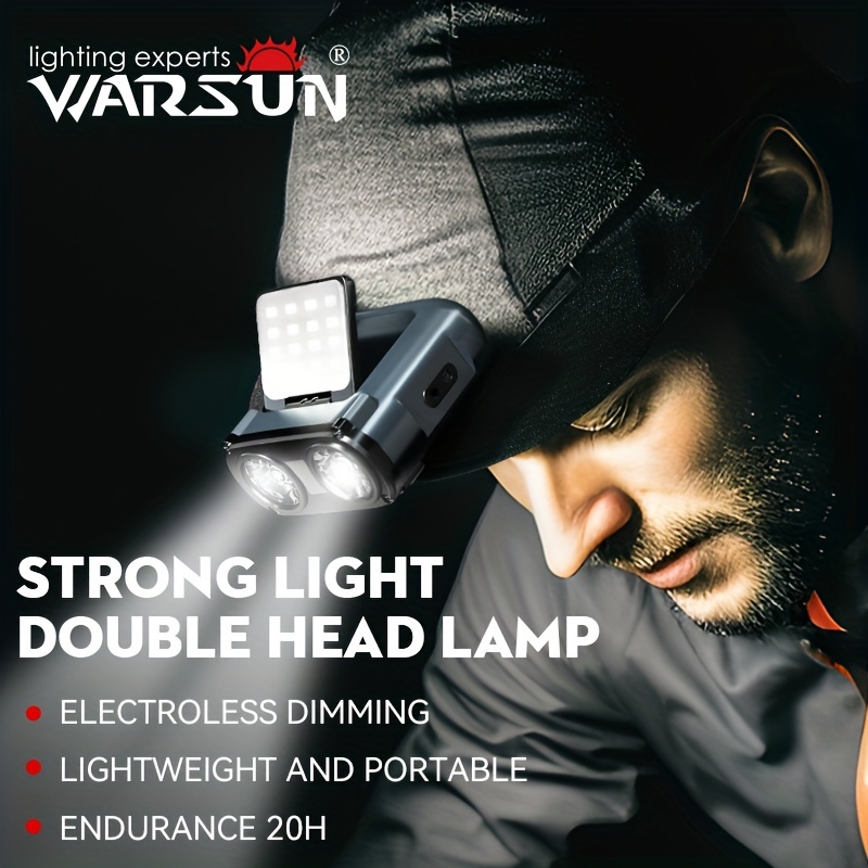 1pc Warsun Owl Style Headlamp Type C Rechargeable Headlight Portable  Rotating Light Led Fishing Light, Today's Best Daily Deals
