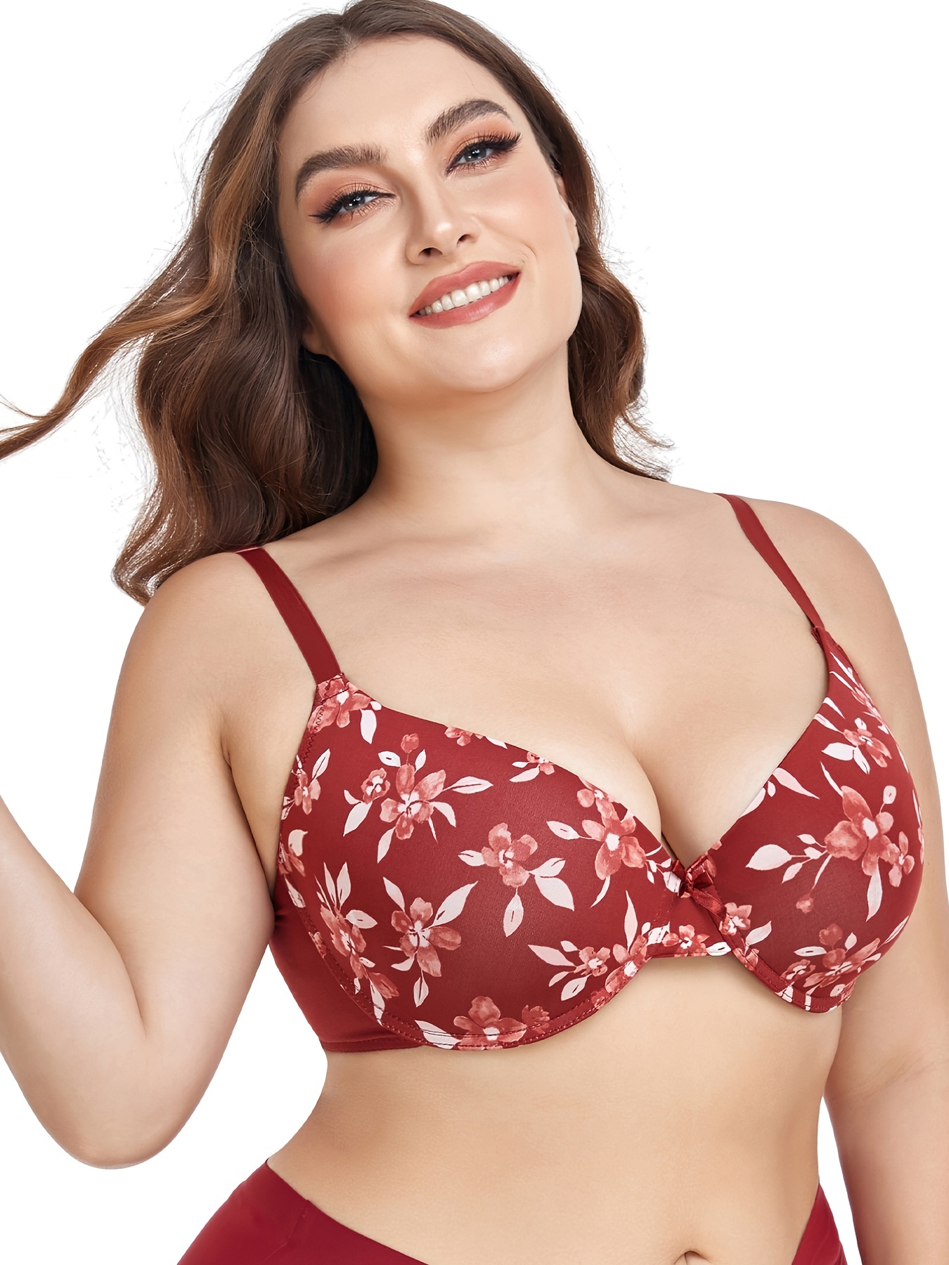 Plus Size Woman with Bow DOT Printed Padded Bra - China Plus Size Bra and Padded  Bra price