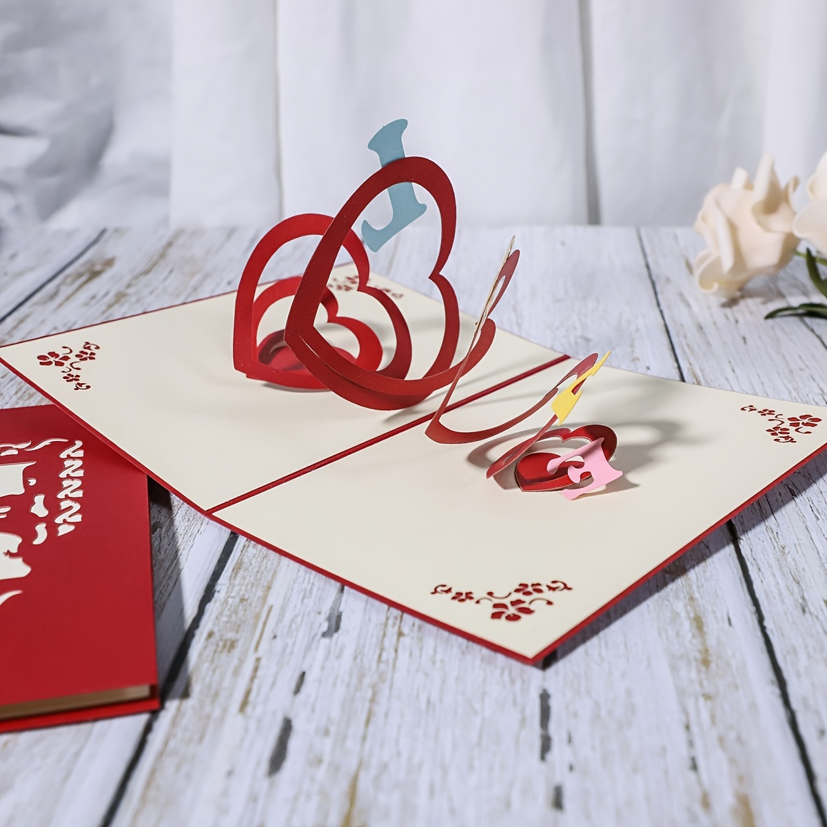 3d Laser Cut Out Pop Up Heart Greeting Card For Valentines - Temu