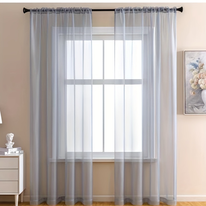 2pcs Cortina Gasa Ventana Hermosas Cortinas Bolsillo Barra - Temu