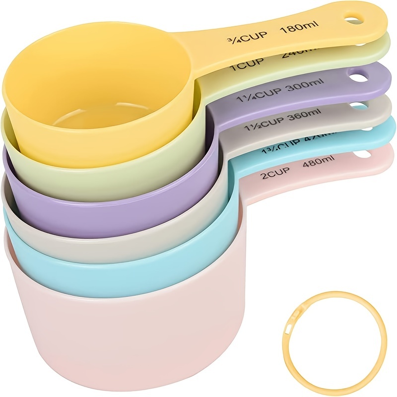 6 Pcs Measuring Cup And Spoon Set Multicolor Baking Cooking Kitchen Tool
