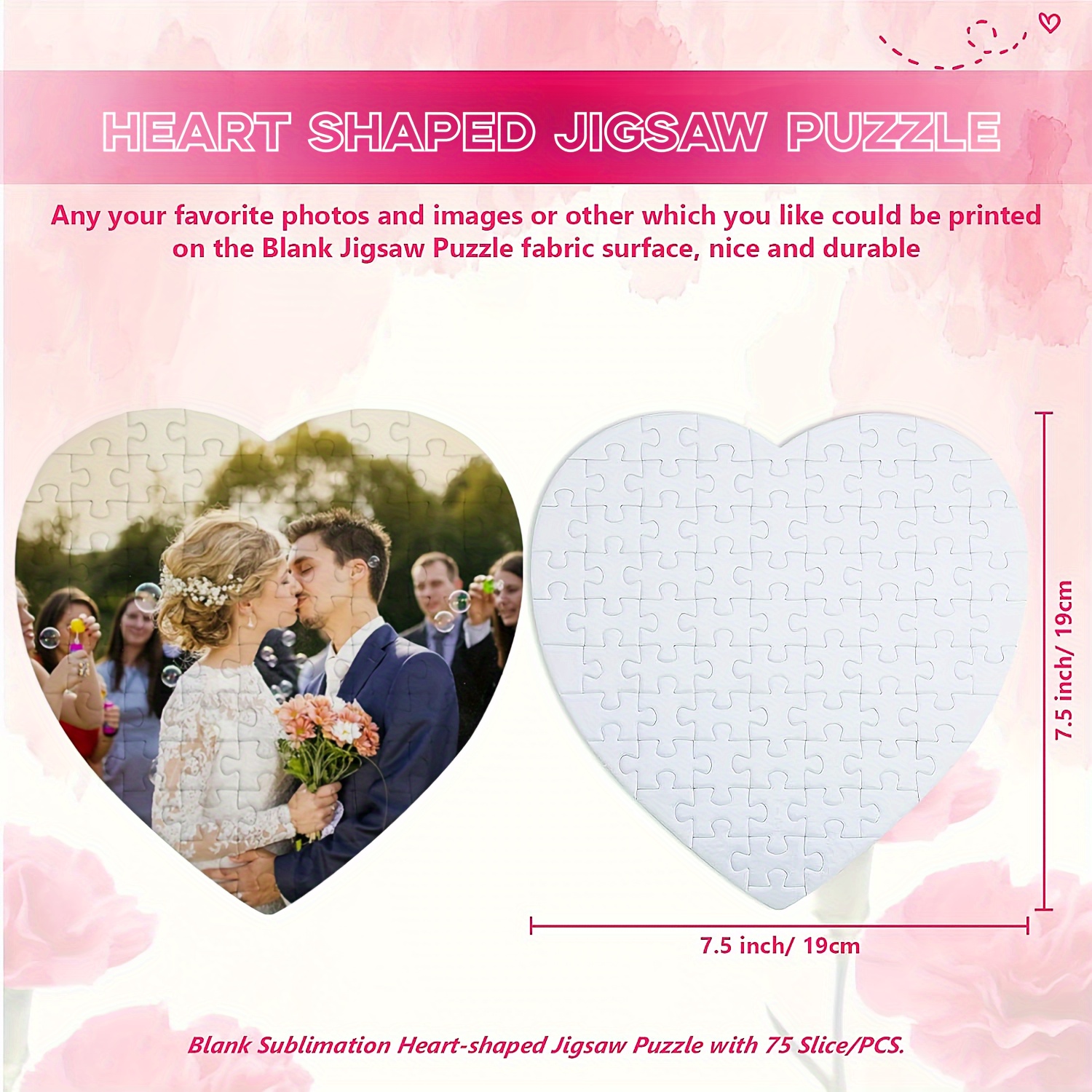 Sublimation Puzzles blanks Sublimation Jigsaw Puzzle Heart and Square shape  3 pc