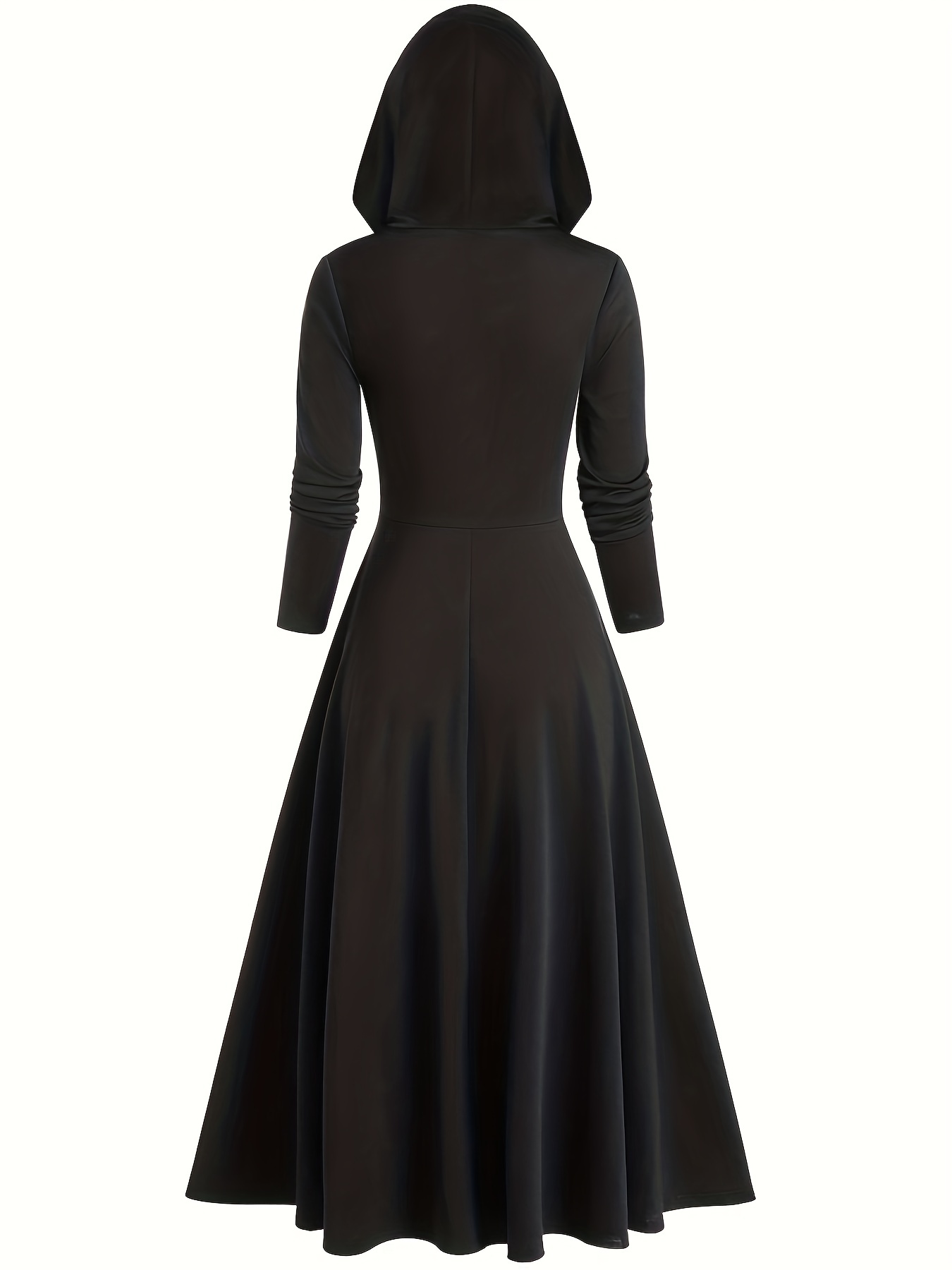 Hooded black dress. Goth hooded sleeveless dress. Steampunk hooded dress. Gothic  dress. Elven clothes. Futuristic dress. Festival dress
