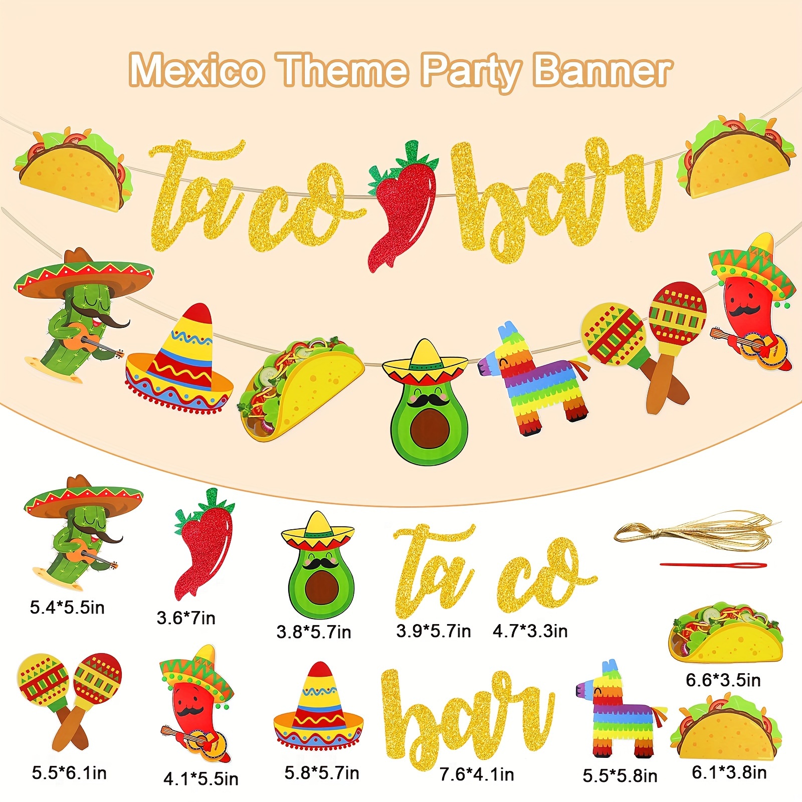 2024 Mexican Carnival Taco Bar Theme Party Background - Temu