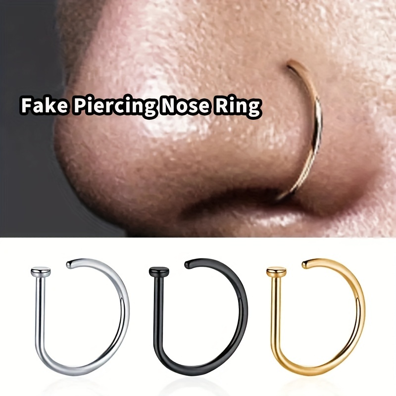 D shaped Clip Nose Ring Piercing Stainless Steel Nose - Temu