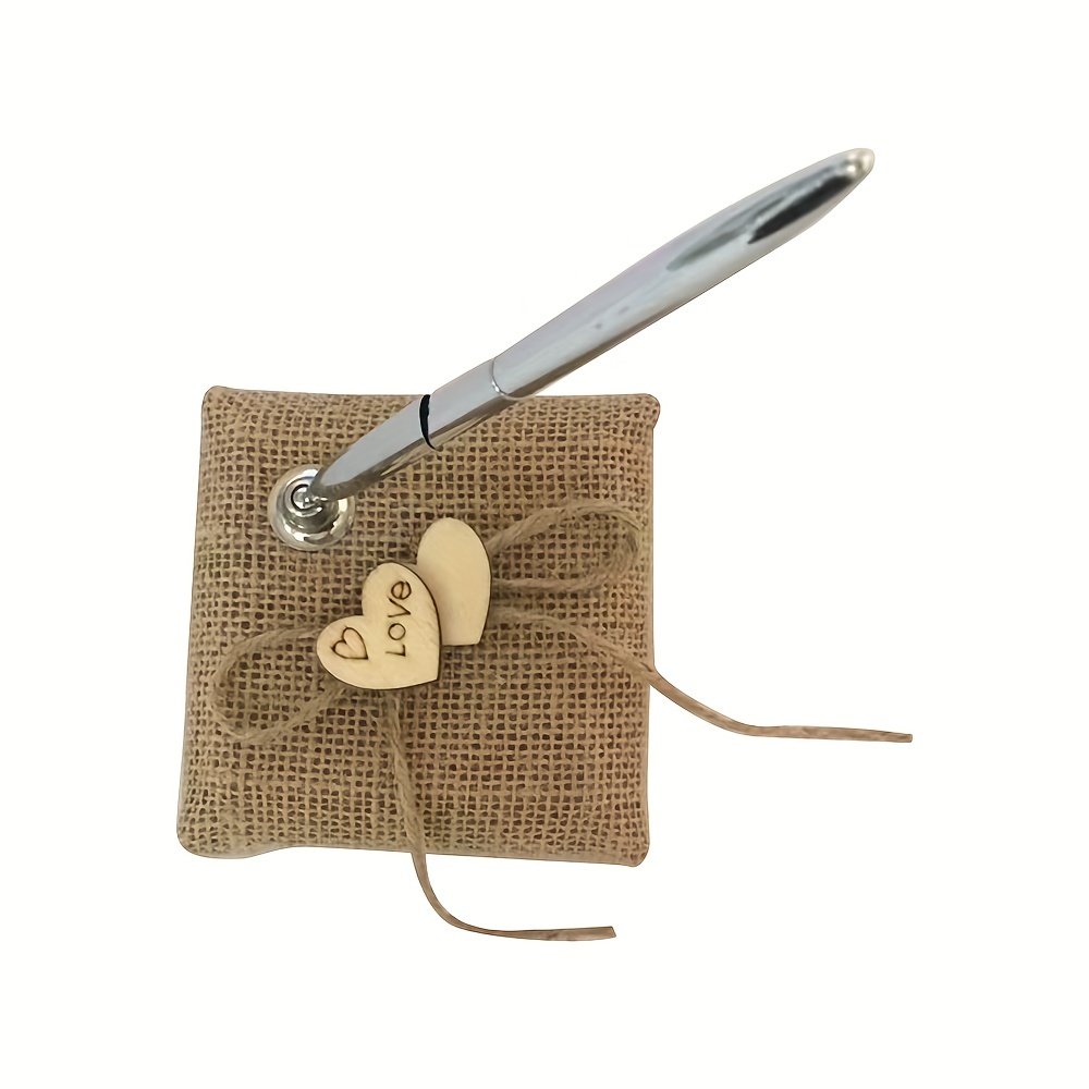 Wedding Guest Book Pen With Holder Rustic Wedding Accessories 