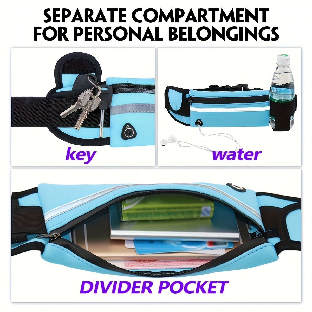 Unisex Running Waist Bag, Sports Fanny Pack, Waterproof Waist Bag For