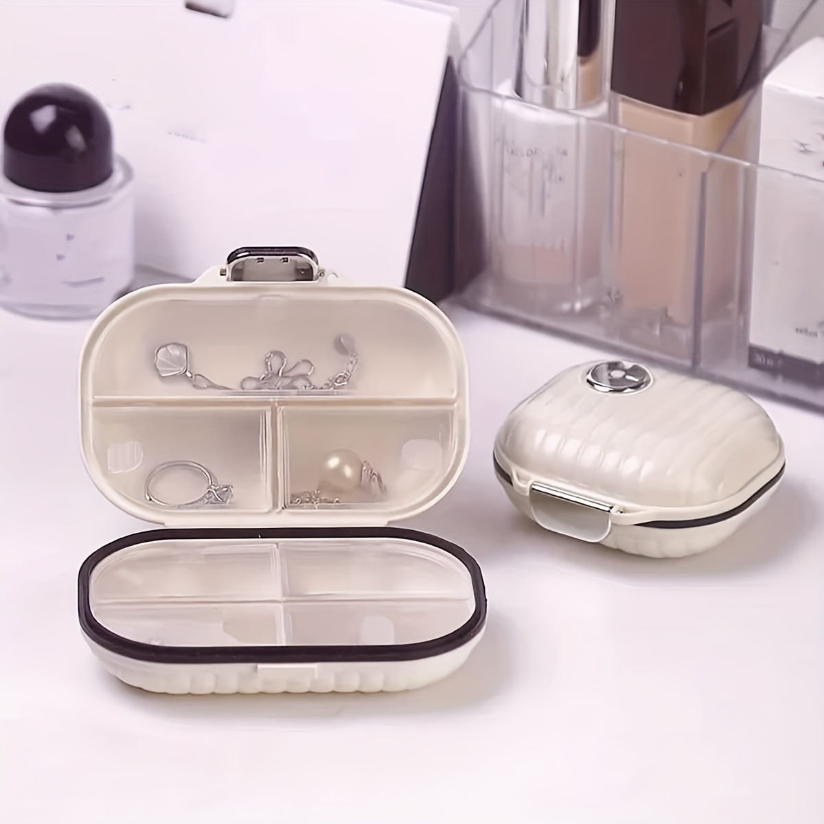Cute Travel Pill Organizer Case or Jewelry Box or Makeup Box with