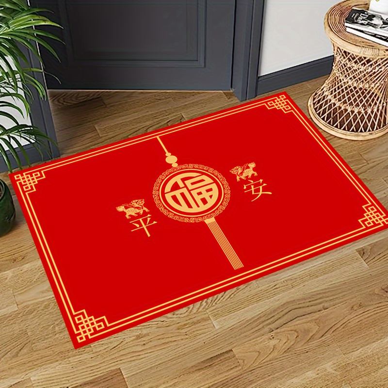Red Festive Holiday Doormat Non slip And Durable Area Rug - Temu