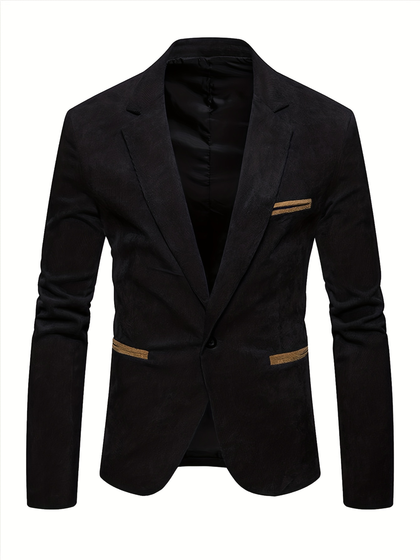 Solid Men's Fashionable Corduroy Casual Lapel Suit Jacket, Suitable For ...