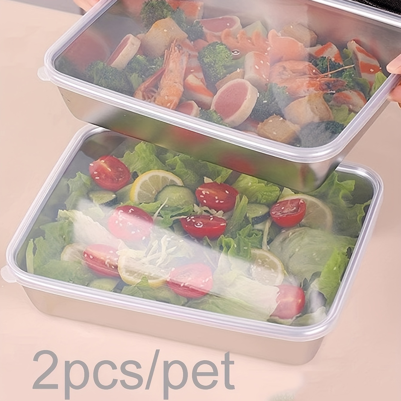 Thicken Stainless Steel Storage Tray With Lid Rectangle Food Plate