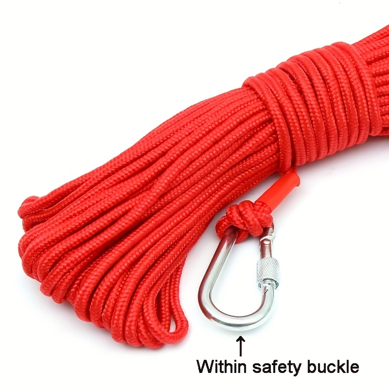 Brrnoo 20M Magnet Fishing Nylon Rope, High Strength Cord Safety Braid Rope  Fishing Strong Pull Force Treasure Salvage Rope With Carabiner