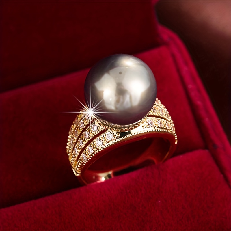 Wide Faced Lady's Ring with Zirconia Inlays