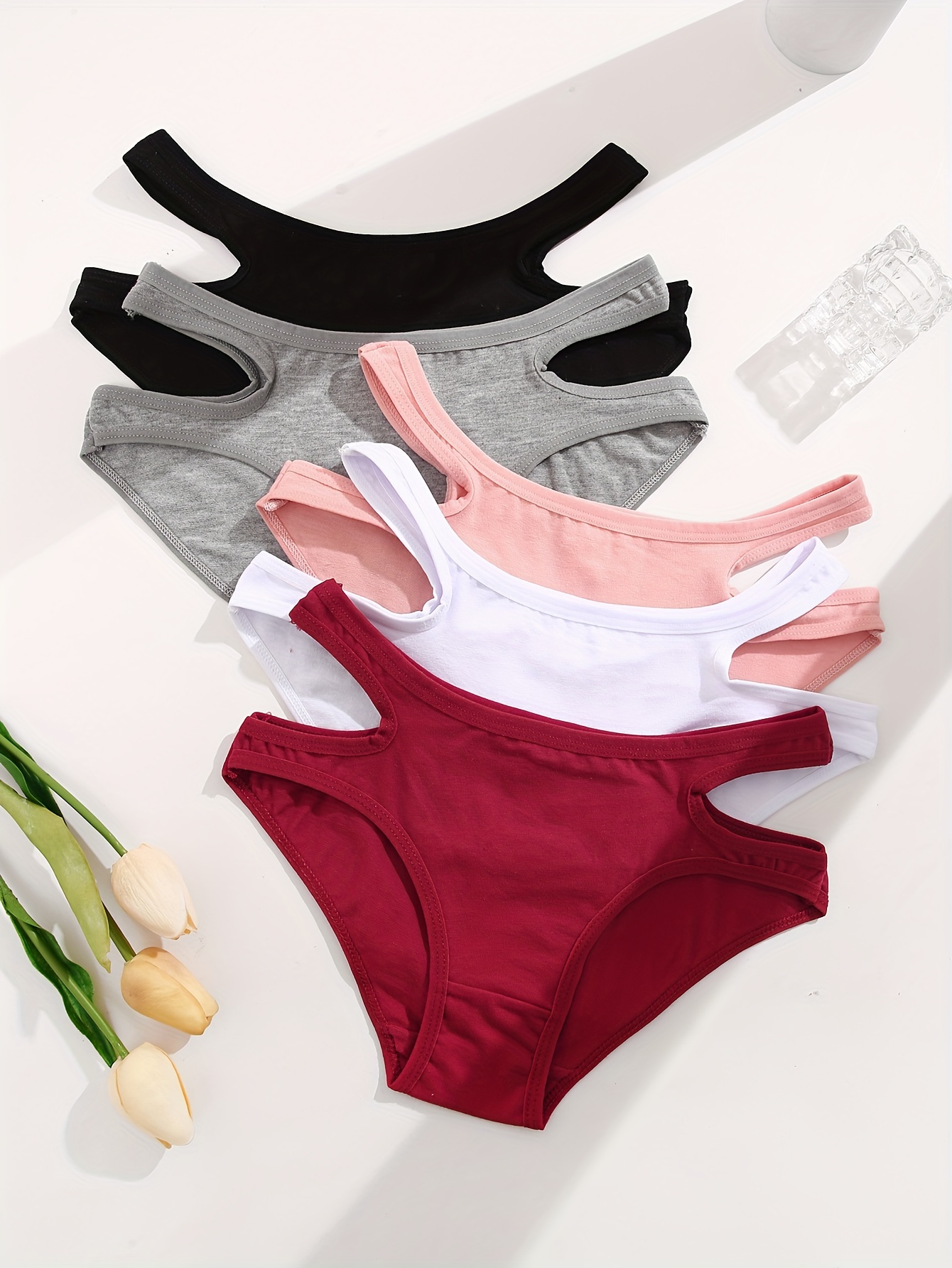 5Pcs/Set Cotton Women Panties Breathable Underwear Lovely Young